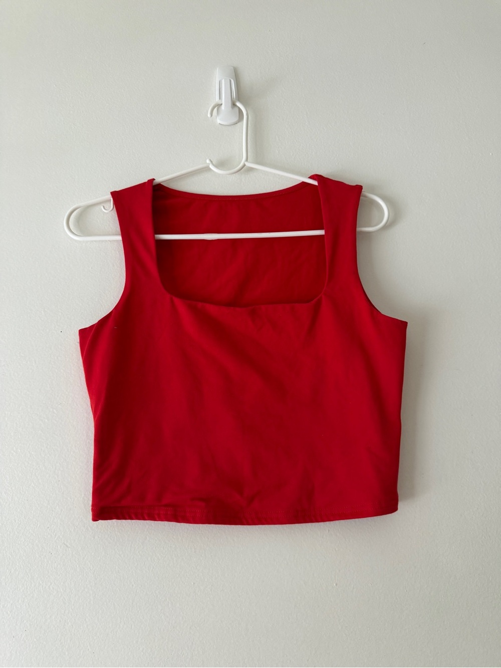 Red Square-Neck Crop Tank Top